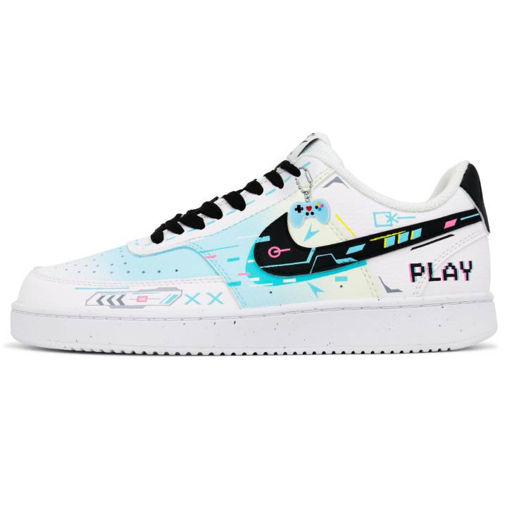 Nike Nike Court Vision 1 Fengchuang Manufacturing, Quantum Era II Abrasion Resistant Low top Skateboard Shoes Men's Blue