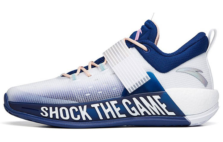Anta Hengsao4 Abrasion Resistant Fabric Breathable Low top Basketball Shoes Men's White Blue