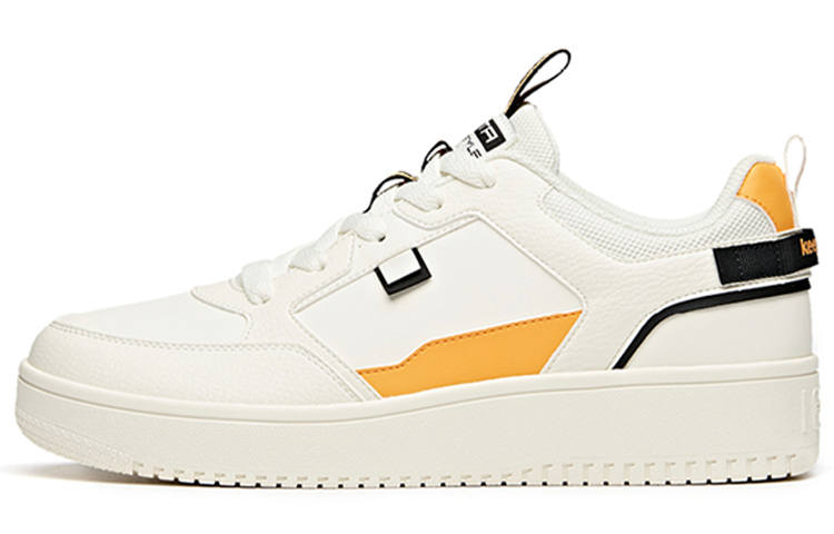 Anta Synthetic Leather Slip Resistant, Abrasion Resistant, Lightweight Low top Skateboard Shoes Men's White Orange