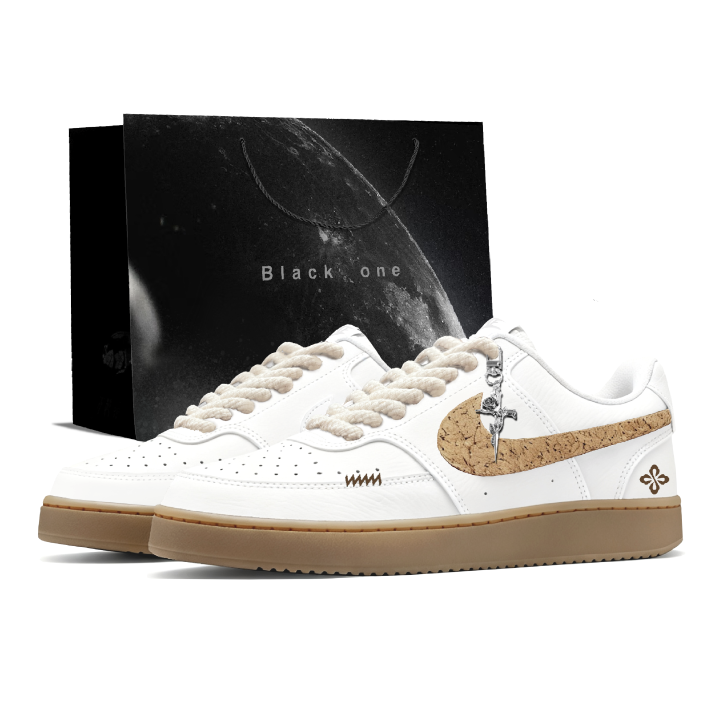 Nike Nike Court Vision 1 Spruce Logs Abrasion Resistant Low top Skateboard Shoes Men's White