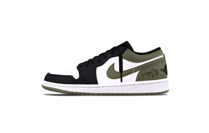 Jordan Jordan Air Jordan 1 Ink Khaki Leather Cushioning Abrasion Resistant Cushioning, Wear Resistant Low top