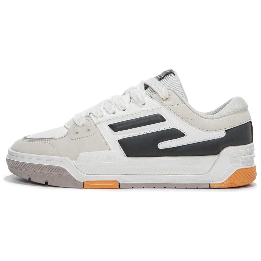 Erke Slip Resistant Abrasion Resistant Low top Skateboard Shoes Men's White Gray