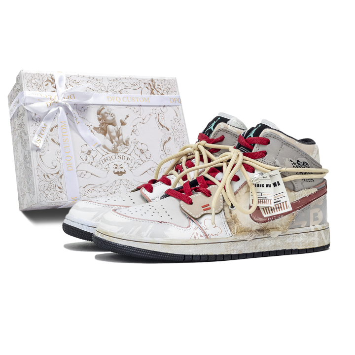 Jordan Jordan Air Jordan 1 Da Vinci Custom, Box, Farewell Winter Abrasion Resistant Slip Resistant