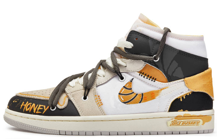 Jordan Jordan Air Jordan 1 ADCDAVINCI Custom, Bee Stinger Cushioning Slip Resistant Cushioning Slip Resistant Mid top
