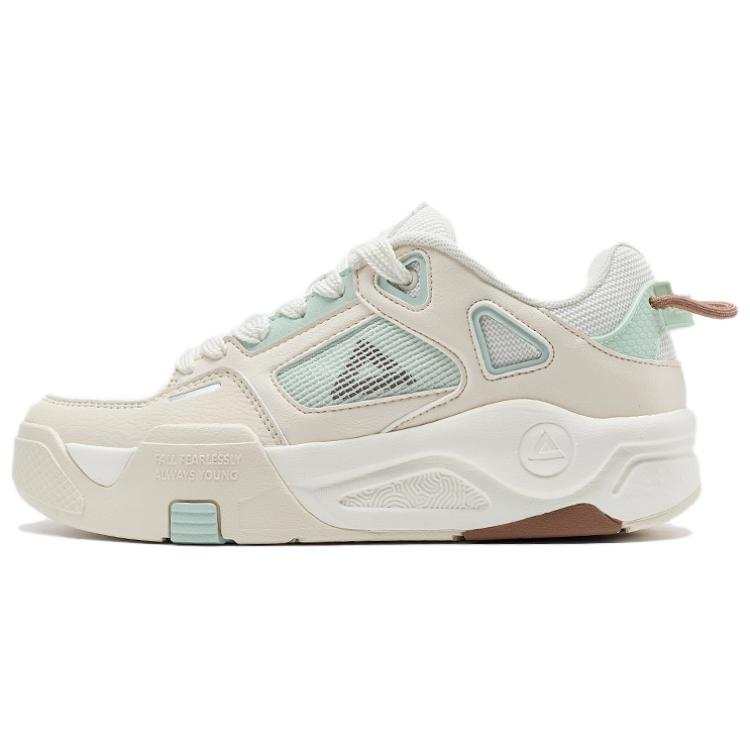 PEAK The Posture Is Extremely Leaping Slip Resistant Abrasion Resistant Low top Skateboard Shoes Women's Beige Green