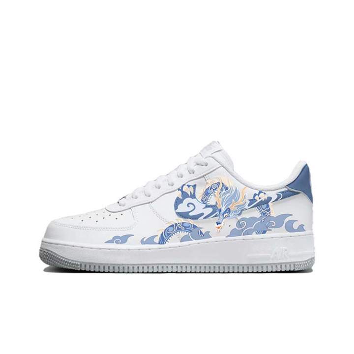 Nike Nike Air Force 1 Slip Resistant Low top Skateboard Shoes Men's White Blue