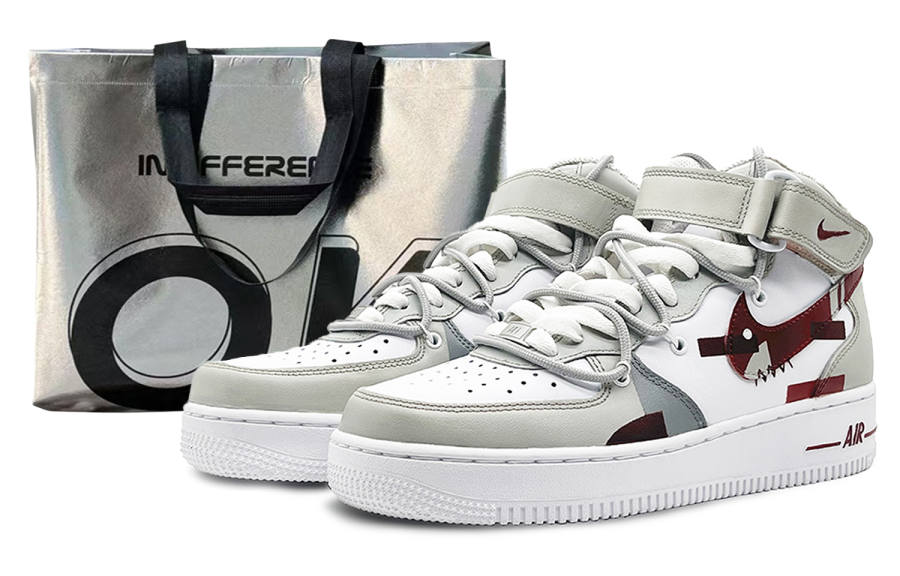 Nike Nike Air Force 1 '07 Air Force 1 Mid top Skateboard Shoes Men's Gray Red