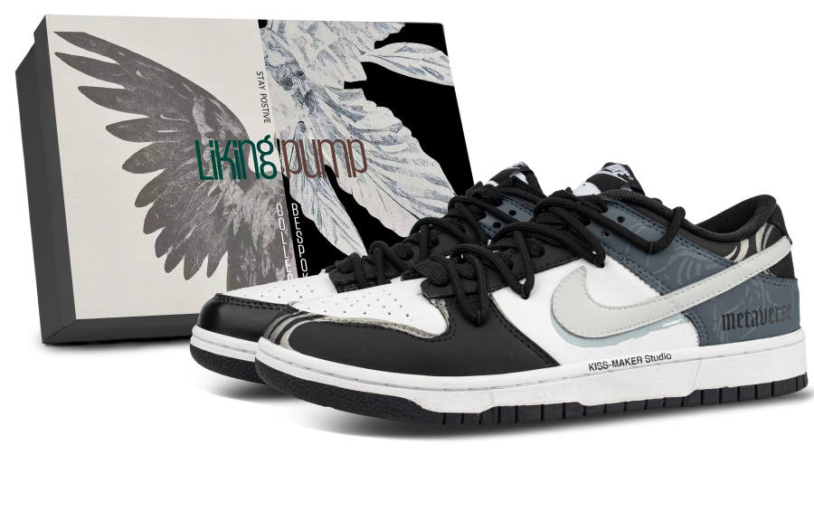 Nike Nike Dunk Cyber Kiss Coverage Cushioning Low top Skateboard Shoes Unisex Black Blue