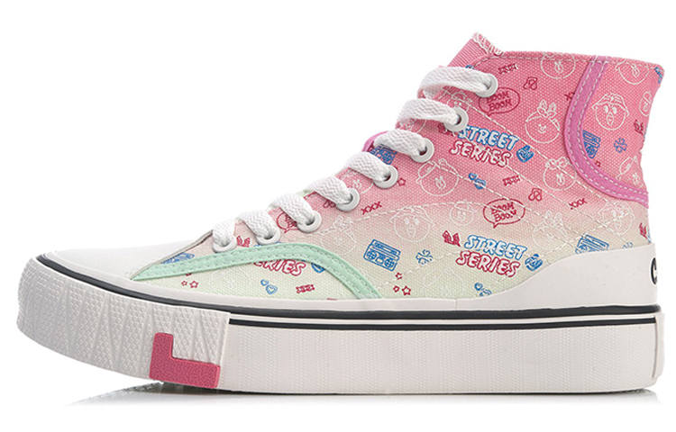 Li-Ning LINE FRIENDS x Li Ning Wave Abrasion Resistant Coverage Slip Resistant High top Canvas Shoes Women's Fuchsia