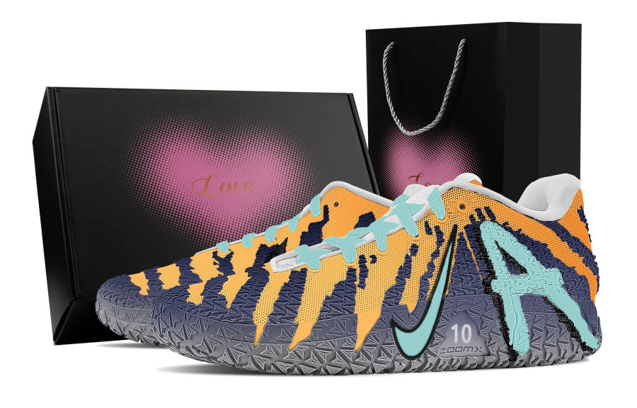 Nike Nike Ja Morant 3 Haikyuu!!, Heart Box Abrasion Resistant Low top Basketball Shoes Unisex Orange Purple Cyan