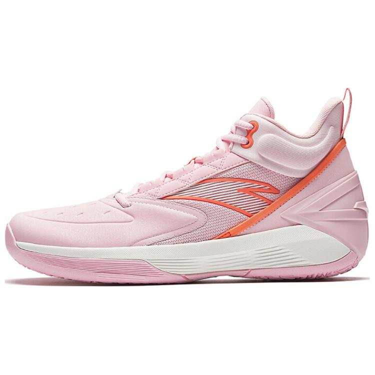 Anta Cushioning Slip Resistant Abrasion Resistant High top Basketball Shoes Men's Pink Orange