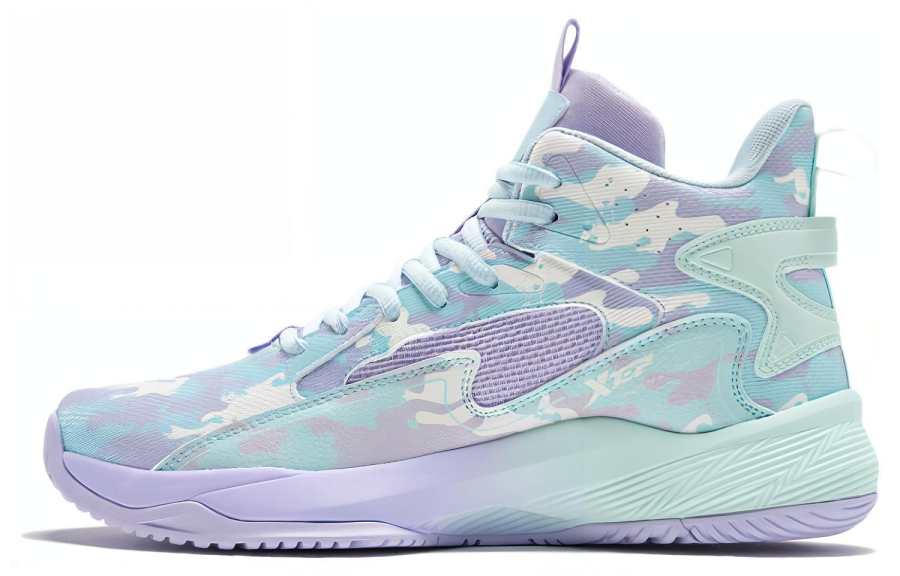 XTEP Silk Blade Shock Absorbers Slip Resistant Abrasion Resistant High top Performance Basketball Shoes Men's Foam Blue