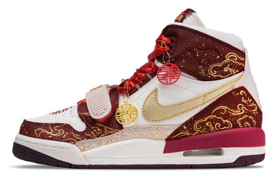Jordan Jordan Legacy 312 Love Meets Its Time Abrasion Resistant Abrasion Resistant High top Basketball Shoes Women's Gold Red