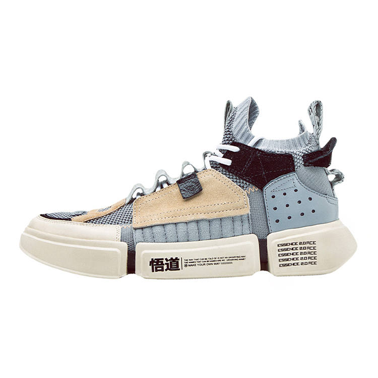 Li-Ning Li Ning Way Of Wade Mesh Slip Resistant Abrasion Resistant Mid top Vintage Basketball Shoes Women's Beige Blue Gray