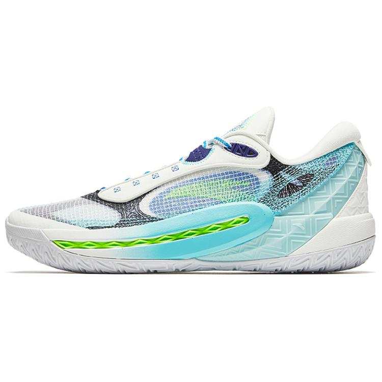 Anta Shock Wave 6 Nitrogen Technology Cushioning, Wear Resistant Low top Basketball Shoes Men's White Blue