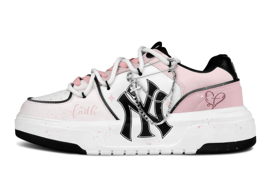 MLB Chunky Liner Skateboard Shoes Unisex Low Top Pink White Black
