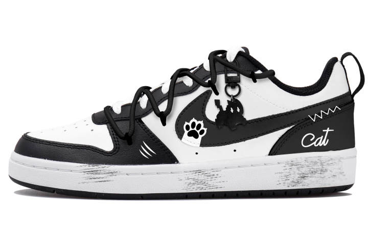 Nike Nike Court Borough Low Slip Resistant Slip Resistant Low top Skateboard Shoes GS Black White
