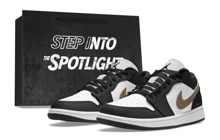 Jordan Jordan Air Jordan 1 Abrasion Resistant Breathable Low top Skateboard Shoes Unisex Black Gold