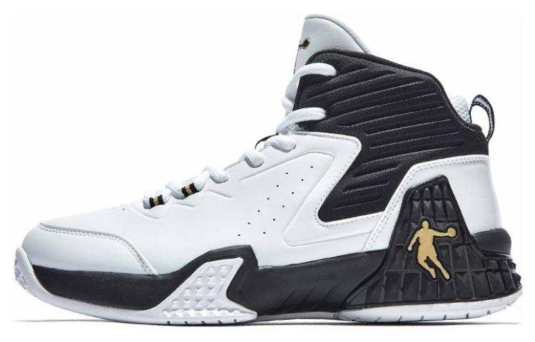 QIAODAN Grinding 1 High top Basketball Shoes Men's Black White
