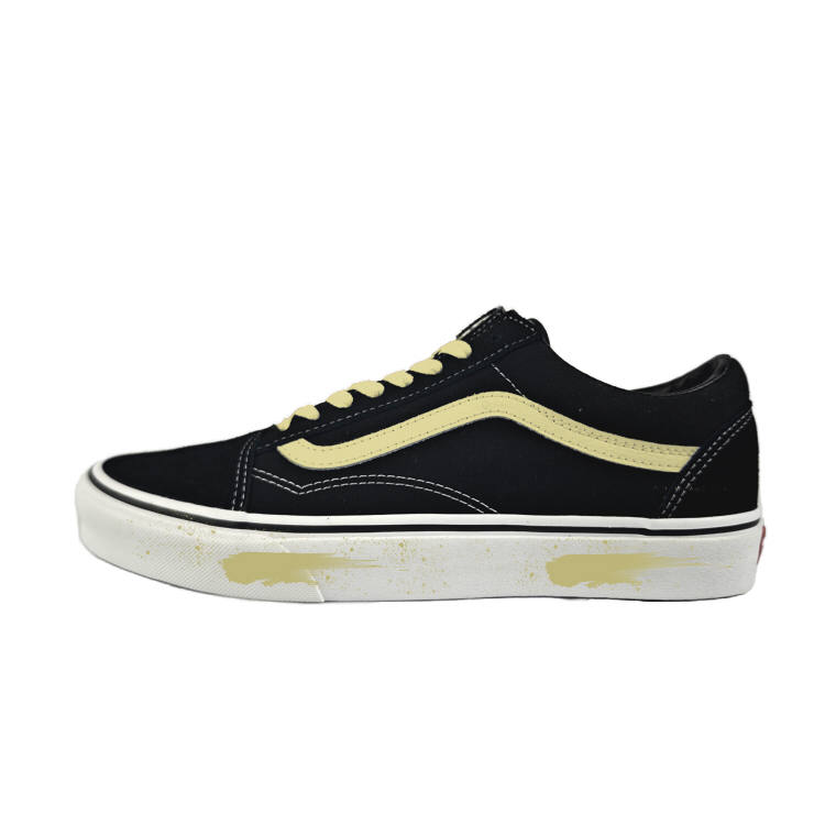 Vans Old Skool Abrasion Resistant Low top Skateboard Shoes Unisex Black Yellow