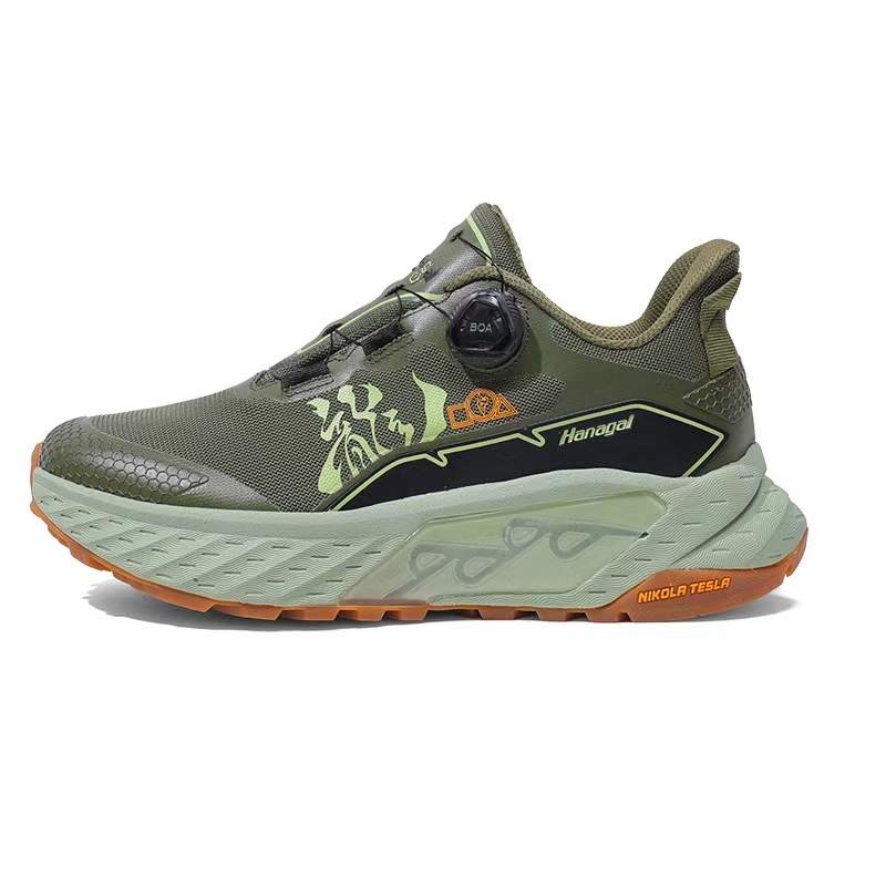 HANGE Lark Cushioning Slip Resistant Breathable Lightweight Height Increasing Low top Hiking Shoes Unisex Green