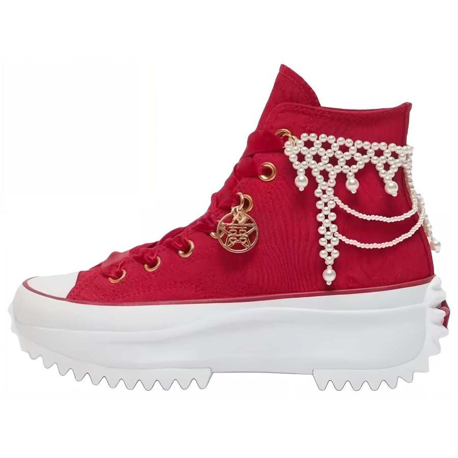 Converse Run Star Hike Abrasion Resistant High top Canvas Shoes Unisex Red