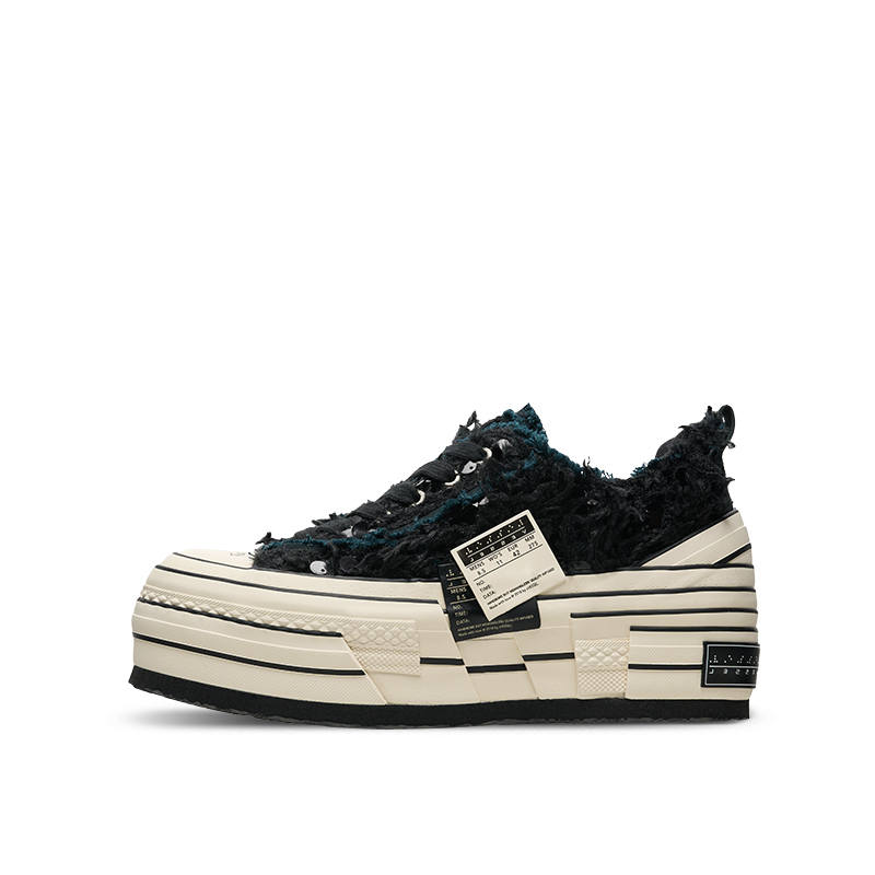 XVESSEL VESSEL Double Side Label Black Swan Stair Climbing Party Low top Canvas Shoes Unisex Black