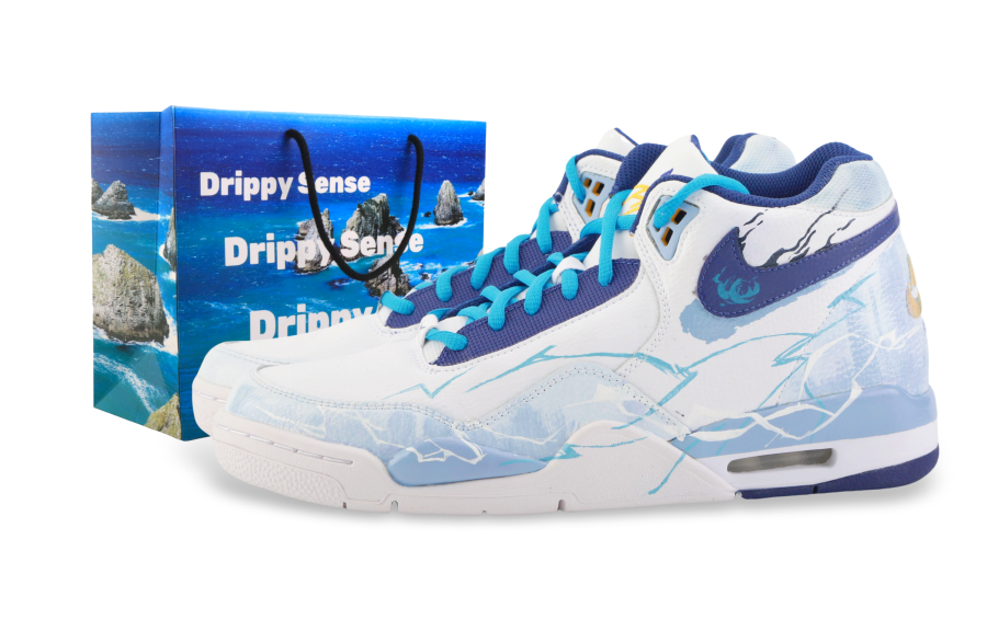 Nike Nike Flight Legacy Thunder Scar Slip Resistant Abrasion Resistant Mid top Vintage Basketball Shoes Men's Gray Blue