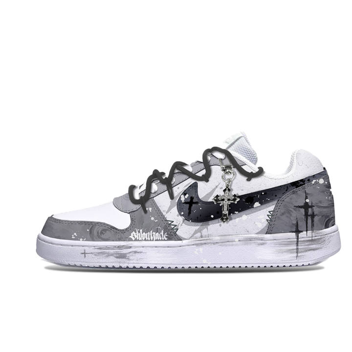 Nike Nike EBERNON Freedom Panda, Cross Cushioning Low top Skateboard Shoes Unisex Gray White