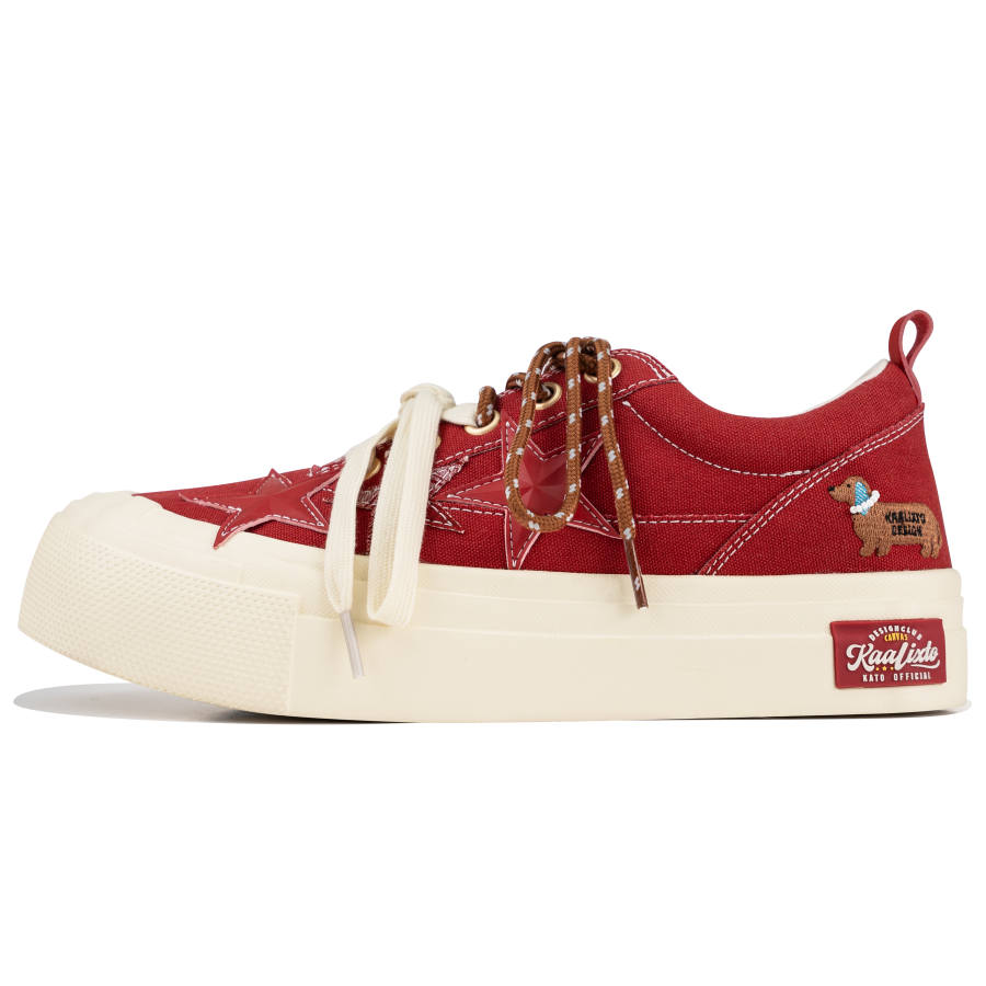KAALIXTO Summer Dachshund Pearl Party Animal Style Canvas Shoes Unisex Red