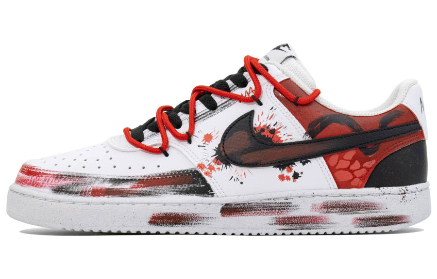 Nike Nike Court Vision 1 Mystic Crimson Dawn Abrasion Resistant Low top Skateboard Shoes Unisex Black White Red