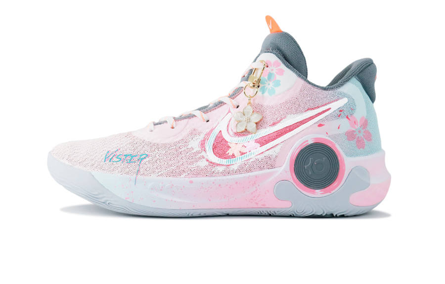 Nike Nike KD Trey 5 IX Sakura Shrine Flame Cushioning Abrasion Resistant Breathable Mid top Basketball Shoes Unisex Pink