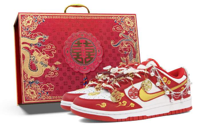 Nike Nike Dunk Slip Resistant Abrasion Resistant Low top Skateboard Shoes Unisex White Red