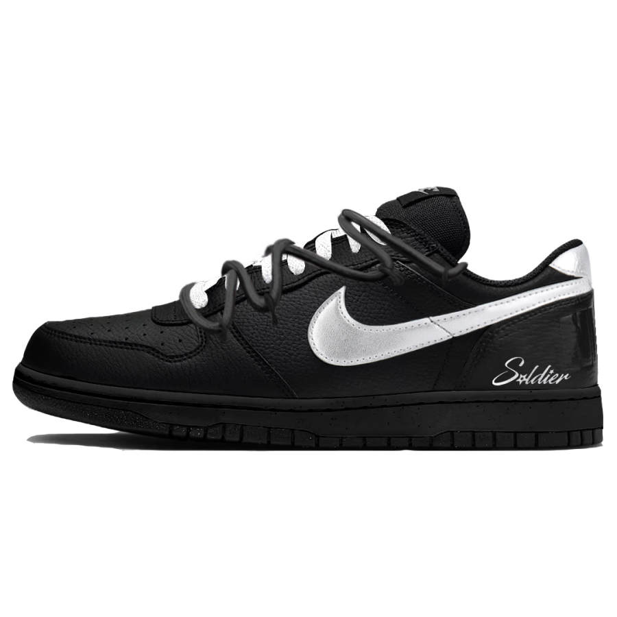 Nike Nike Big Silver Moon Abrasion Resistant Breathable Low top Skateboard Shoes Men's Black Silver