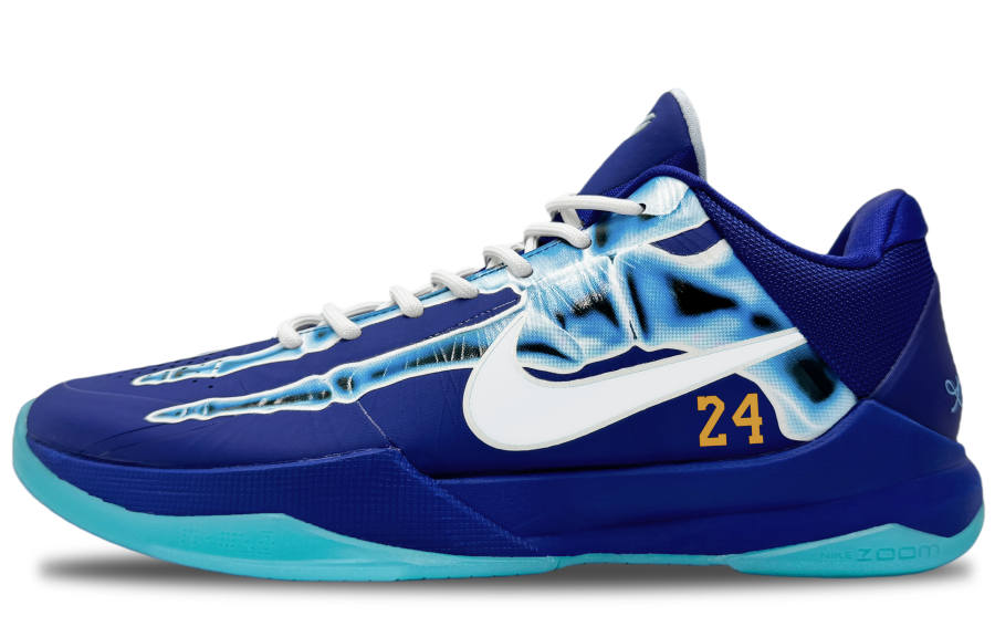 Nike Nike Zoom Kobe 5 Cushioning Slip Resistant Abrasion Resistant Breathable Low top Basketball Shoes Unisex Blue