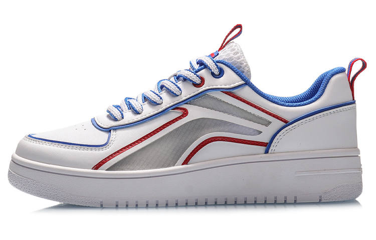 Li-Ning Li Ning Synthetic Leather Cushioning Lightweight Low top Skateboard Shoes Women's White Red Blue