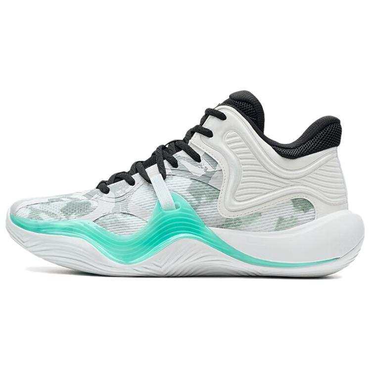 XTEP Battle 3 Basketball Shoes Men's Mid Top Classic White, Lunar Stone Gray