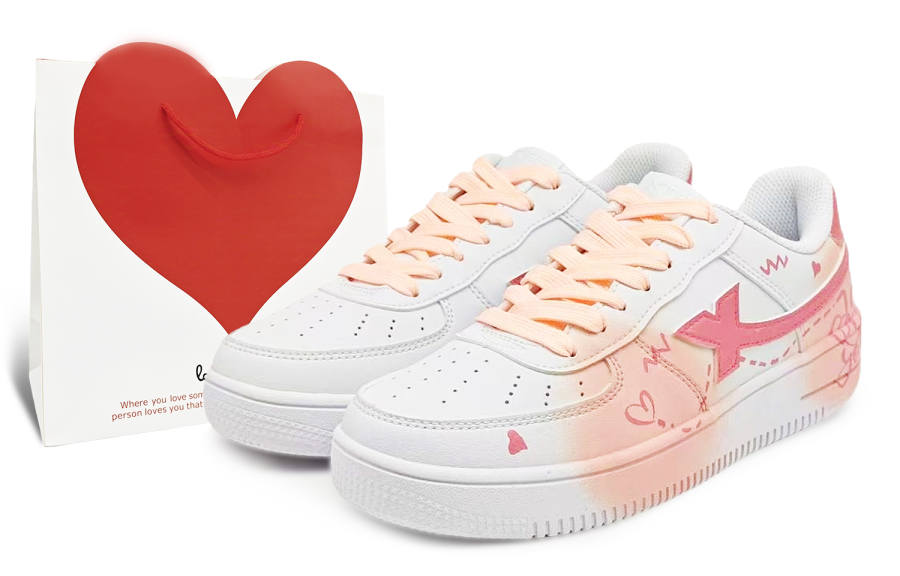 XTEP Air Force 1 Slip Resistant Abrasion Resistant Low top Skateboard Shoes Women's Pink White
