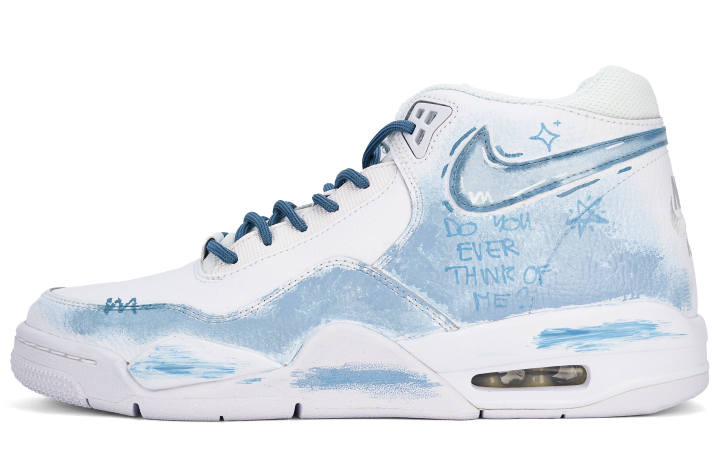 Nike Nike Flight Legacy Sky Crossing Orbit Abrasion Resistant Mid top Vintage Basketball Shoes Men's Blue White