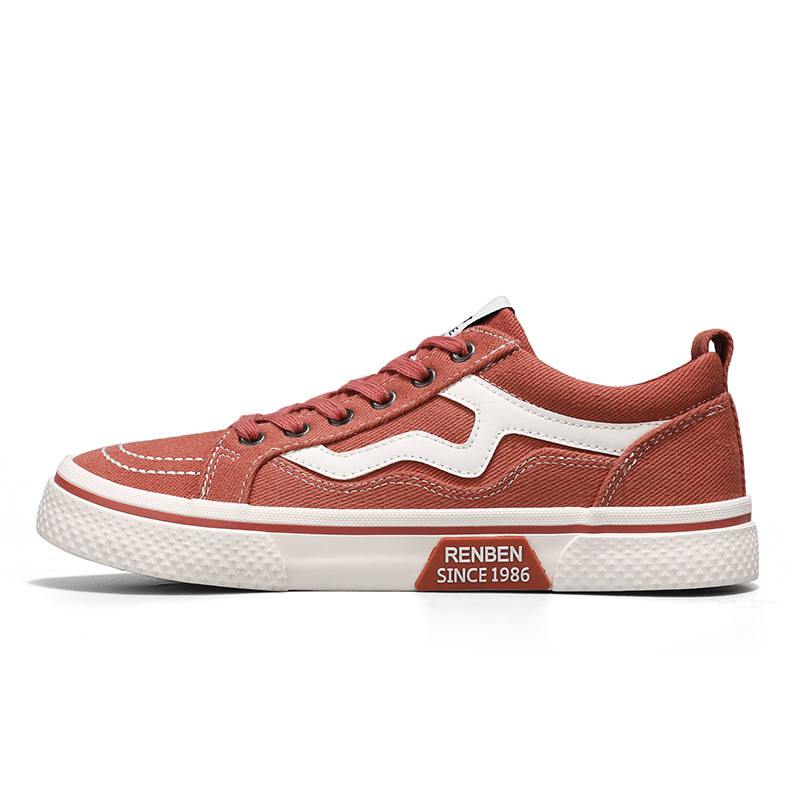 RENBEN Slip Resistant, Abrasion Resistant, Breathable Low top Canvas Shoes Men's Red