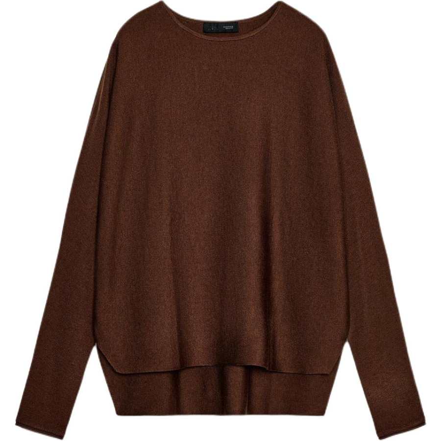 ZARA Knitwear Women's Chocolate Crew Neck Moderate