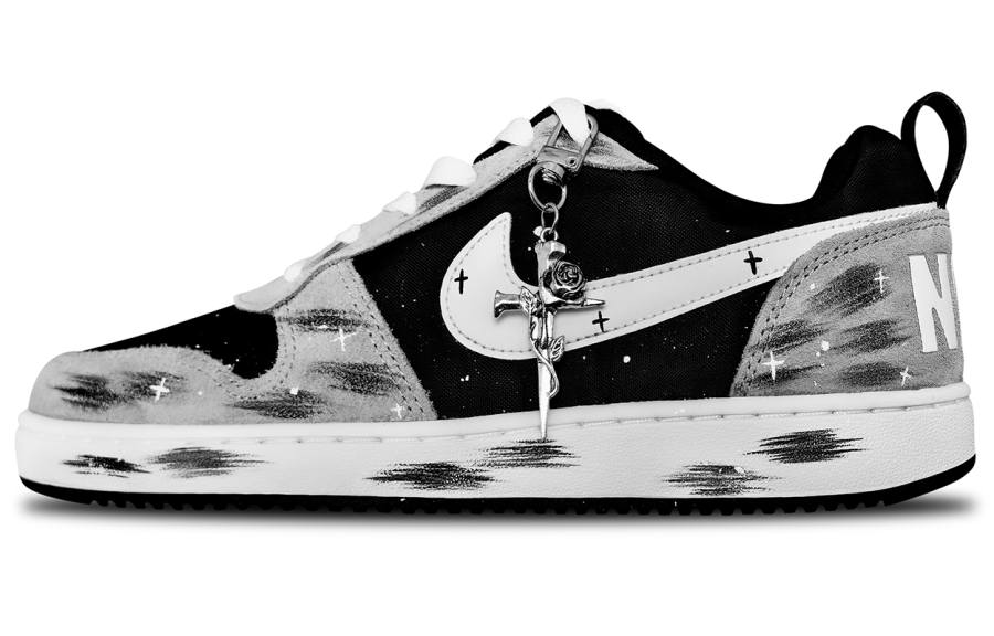 Nike Nike Court Borough Cushioning, Wear Resistant Low top Skateboard Shoes Men's Black Gray