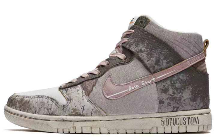 Nike Nike Dunk ADCDAVINCI Custom, Reshaping High top Skateboard Shoes Women's Gray White