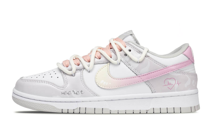 Nike Nike Dunk 668, Secret Leather Abrasion Resistant Abrasion Resistant Low top Skateboard Shoes Unisex Gray Pink