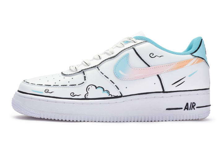 Nike Nike Air Force 1 811 Manufacturing, Cloud Fantasy Low top Skateboard Shoes Women's White Blue Black