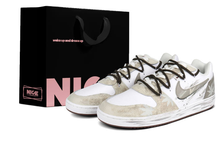 Nike Nike EBERNON Abrasion Resistant Low top Skateboard Shoes Men's White Brown