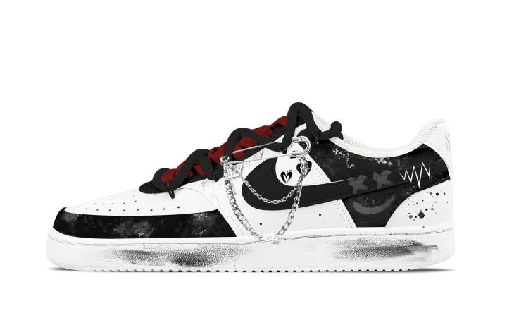 Nike Nike Court Vision 1 Ink Splatter Star Vein Abrasion Resistant Low top Skateboard Shoes Unisex White