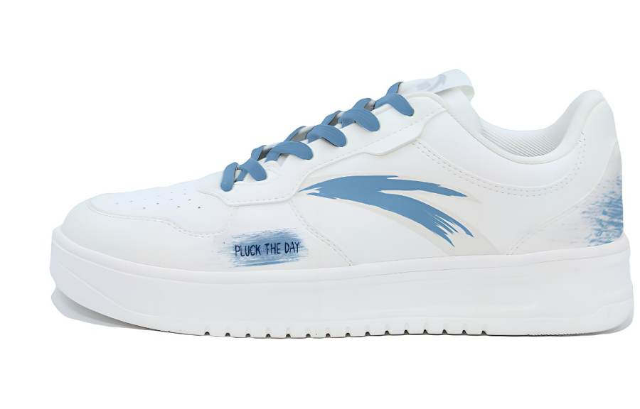 Anta Easy Slip Resistant Abrasion Resistant Low top Skateboard Shoes Unisex White Blue