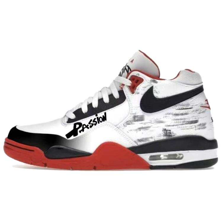 Nike Nike Flight Legacy Red Flame Black Rose Classic Mid top Vintage Basketball Shoes Unisex