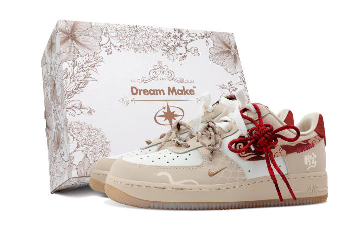 Nike Nike Air Force 1 Slip Resistant Abrasion Resistant Low top Skateboard Shoes Women's Brown Red